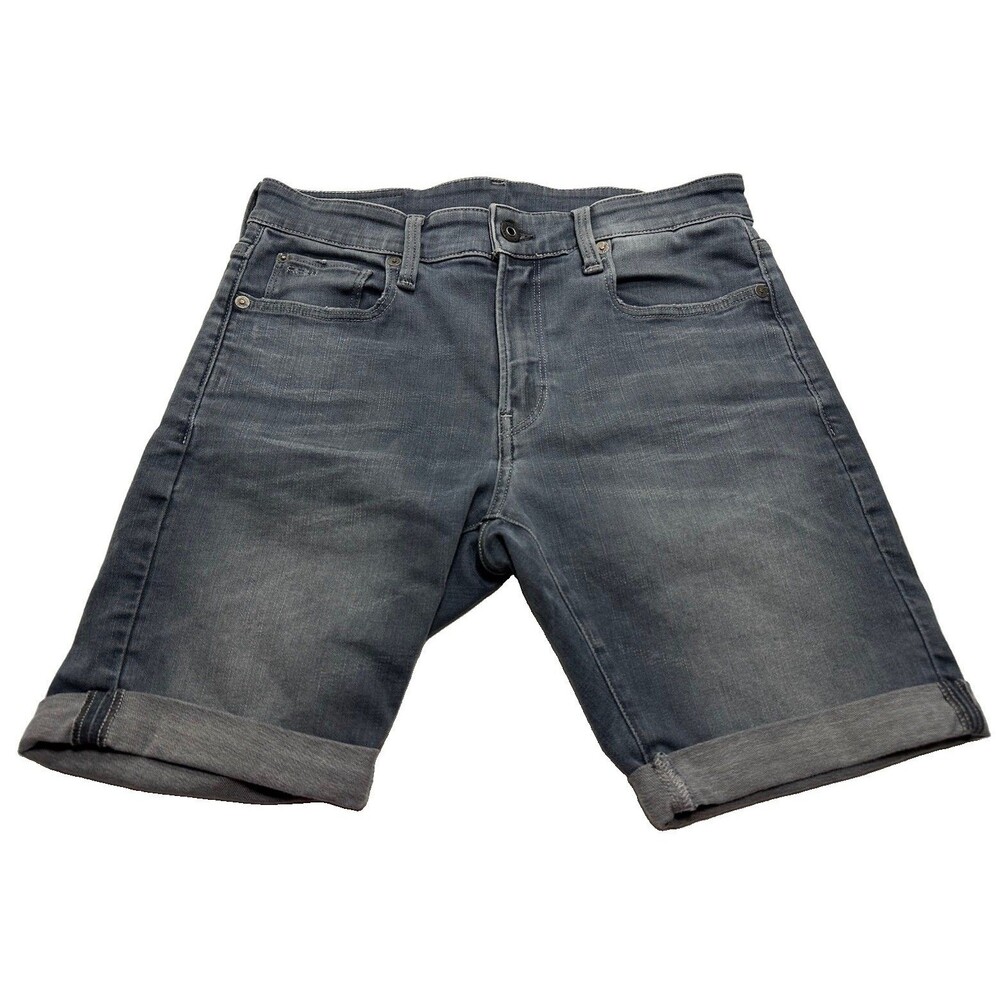 G-Star Raw 3301 Slim Roll Cuff Jean Shorts 8" Size 30 Blue D17418-B604-C268